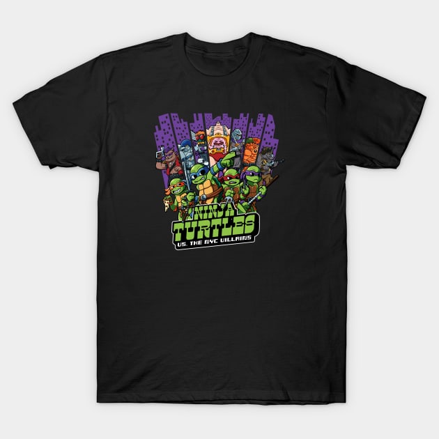 Ninja Turtles Vs the NYC Villains T-Shirt by Jc Jows